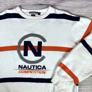 Vintage 1990s Nautica Competition 3M Reflective Logo Crewneck